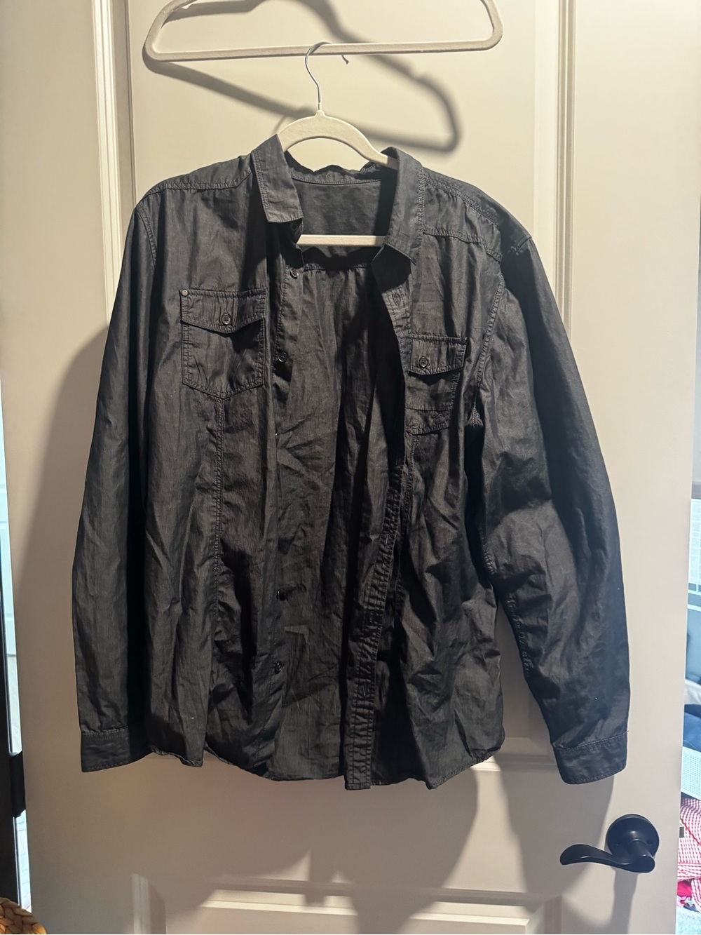 Calvin Klein Black Denim-Style Button Front Jacket